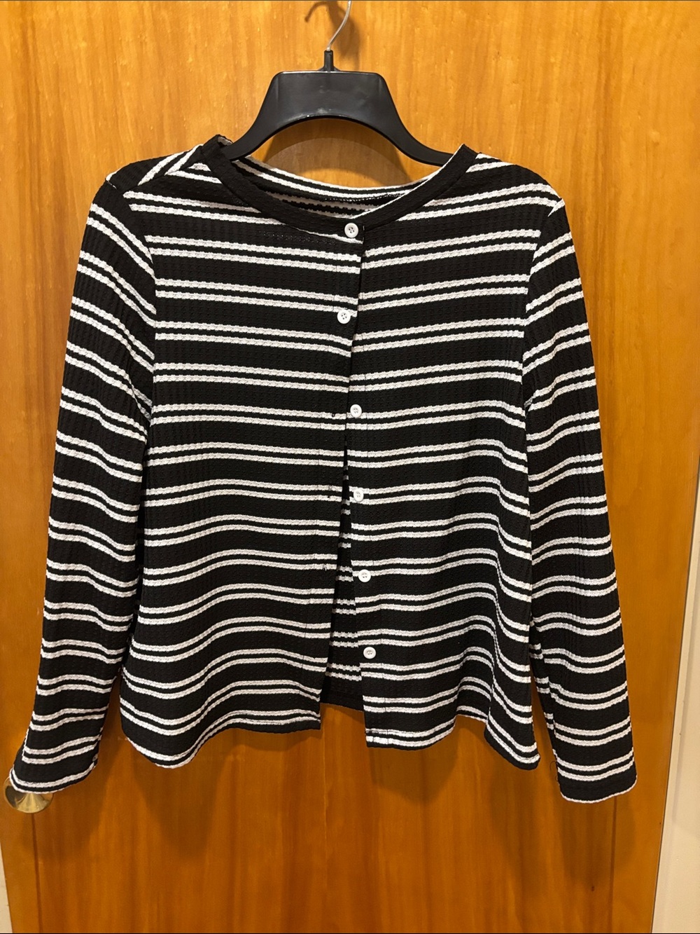 ⭐ 3 for $15 SHEIN Black & White Striped Button-Front Cardigan